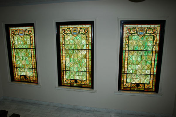 Custom stained
                      glass at the Weld County Courthouse