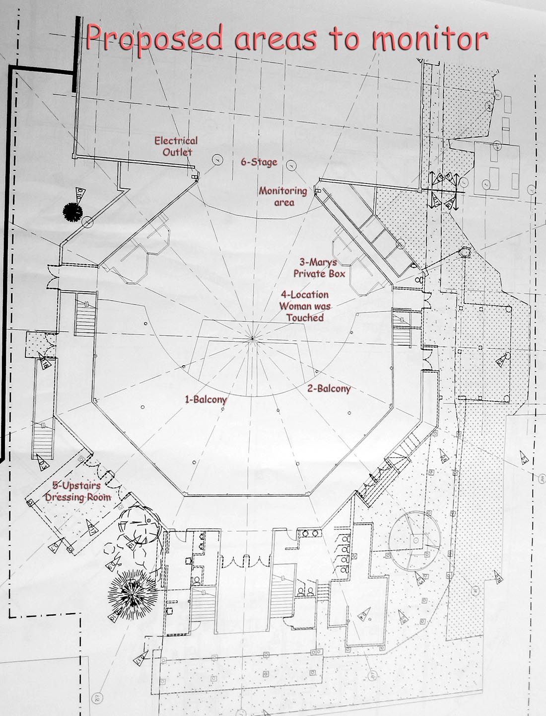 Blueprint of the interior of the Elitch Theater