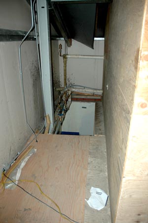 Looking down from the attic at Platte
                      Canyon High School